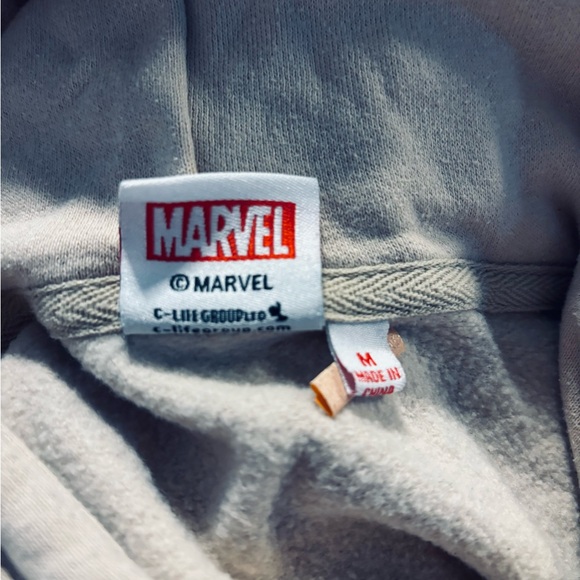 Unisex Marvel Sweatshirt Hoodie Size Medium Tan Iron on decal - Picture 5 of 6